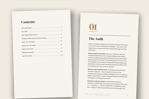 Inside the book — contents page and Chapter 1: The Audit