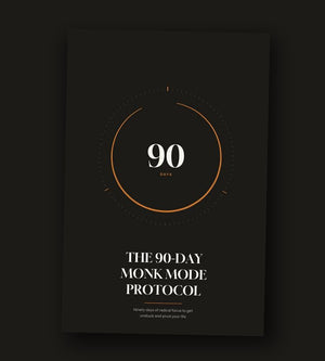 The 90-Day Monk Mode Protocol — book cover with 90 Days focus ring