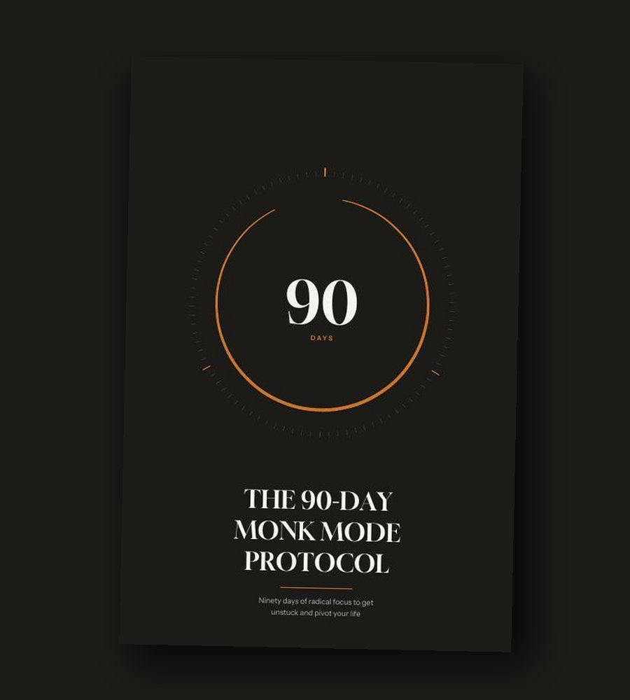 The 90-Day Monk Mode Protocol — book cover with 90 Days focus ring